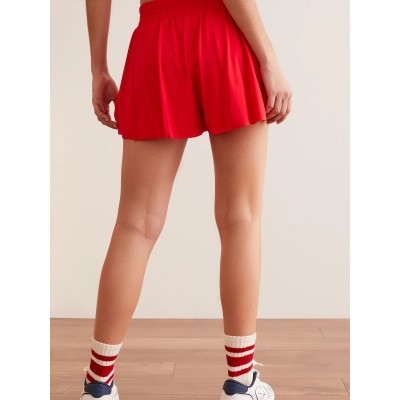 Women's high waist flowy shorts lightweight 2 in 1 running shorts with adjustable waist