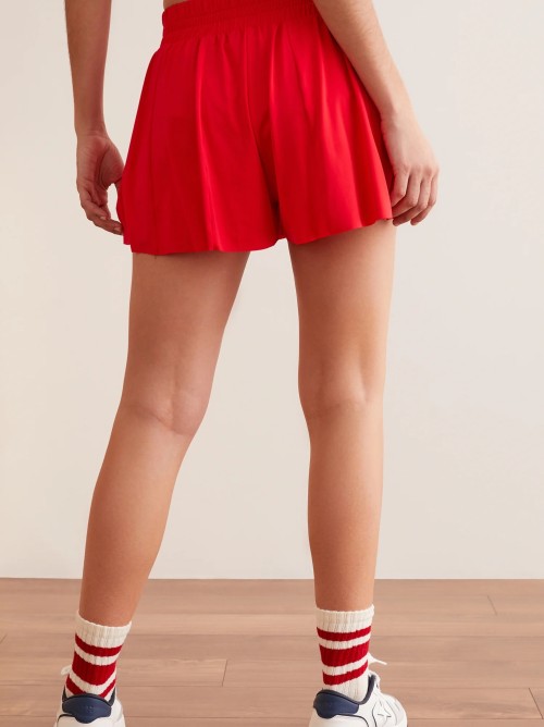 Women's high waist flowy shorts lightweight 2 in 1 running shorts with adjustable waist