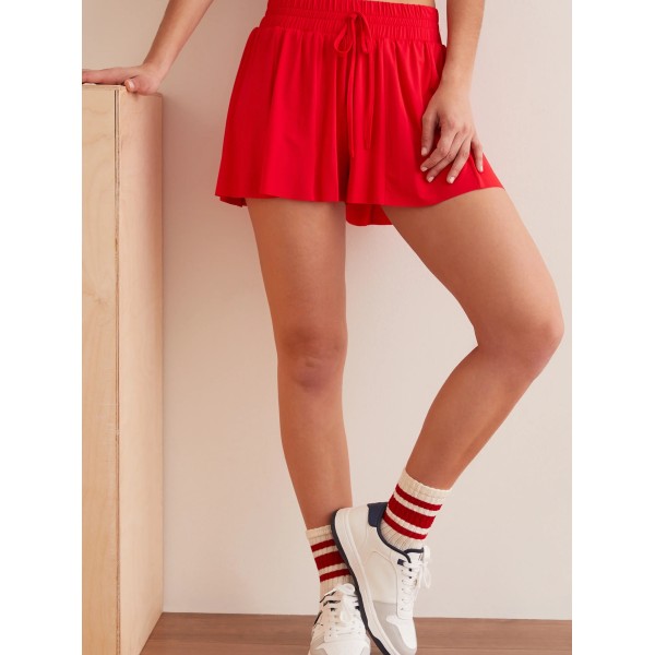 Women's high waist flowy shorts lightweight 2 in 1 running shorts with adjustable waist