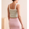 Classic patchwork wide strap ribbed crop tank for women scoop neck contrast trim sports tank
