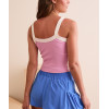 Classic patchwork wide strap ribbed crop tank for women scoop neck contrast trim sports tank
