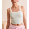 Classic patchwork wide strap ribbed crop tank for women scoop neck contrast trim sports tank