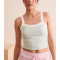 Classic patchwork wide strap ribbed crop tank for women scoop neck contrast trim sports tank