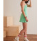 New arrival hollow back color block tennis dress built in bra one piece double strap A line sporty dress