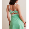 New arrival hollow back color block tennis dress built in bra one piece double strap A line sporty dress