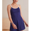 New arrival hollow back color block tennis dress built in bra one piece double strap A line sporty dress