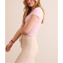 Women's fitted square neck short sleeve workout tops