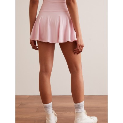 Crossover waistband flattering active skirts with built in shorts