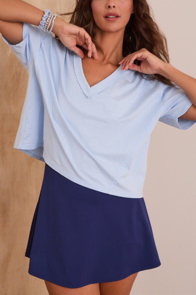 Women's loose fit V neck cropped tees lightweight cotton short sleeve t shirts