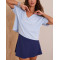 Women's loose fit V neck cropped tees lightweight cotton short sleeve t shirts