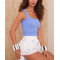 Women's square neck ribbed tank racerback wide strap workout tank with removable padding