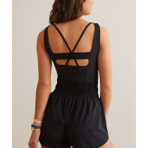 Women's cut out short length onesie lightweight scoop neck back crisscross jumpsuits