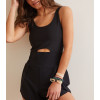 Women's cut out short length onesie lightweight scoop neck back crisscross jumpsuits