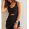 Women's cut out short length onesie lightweight scoop neck back crisscross jumpsuits