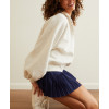 Women's relaxed fit stand collar puff shoulder button sweatshirts