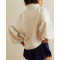 Women's relaxed fit stand collar puff shoulder button sweatshirts