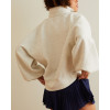 Women's relaxed fit stand collar puff shoulder button sweatshirts