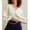 Women's relaxed fit stand collar puff shoulder button sweatshirts