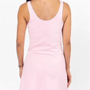 V neck hot pink active dress with built in shorts padded one piece tennis dress
