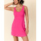 V neck hot pink active dress with built in shorts padded one piece tennis dress
