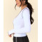 Women's long sleeve contrast stitiching workout top with thumb hole