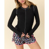Women's long sleeve contrast stitiching workout top with thumb hole