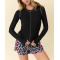 Women's long sleeve contrast stitiching workout top with thumb hole