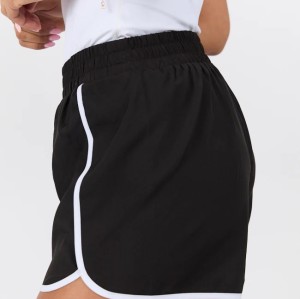 Women's new piping shorts with side pockets elastic waist running shorts