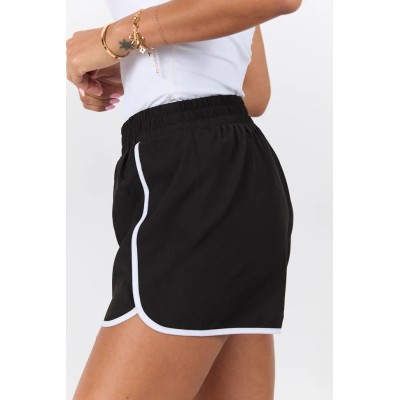 Women's new piping shorts with side pockets elastic waist running shorts