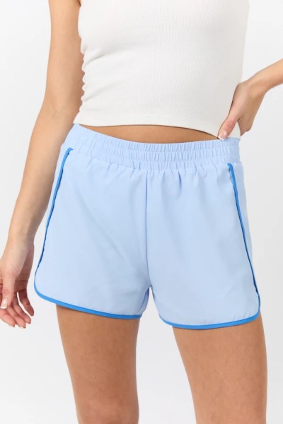 Women's new piping shorts with side pockets elastic waist running shorts