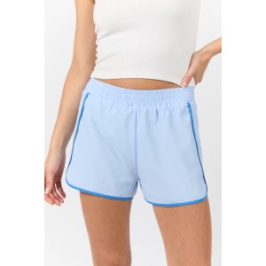 Women's new piping shorts with side pockets elastic waist running shorts