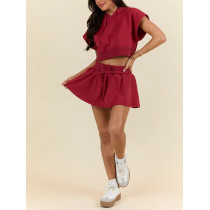 Women cotton fleece skirts with built in shorts new arrival lounge skirts