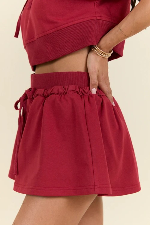 Women cotton fleece skirts with built in shorts new arrival lounge skirts