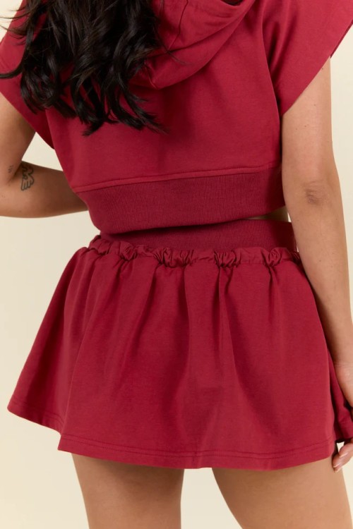 Women cotton fleece skirts with built in shorts new arrival lounge skirts