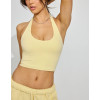 Women's built in bra halter sports tank sleeveless cropped top nylon spandex workout bra top