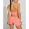 Women's built in bra halter sports tank sleeveless cropped top nylon spandex workout bra top