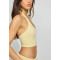 Women's built in bra halter sports tank sleeveless cropped top nylon spandex workout bra top