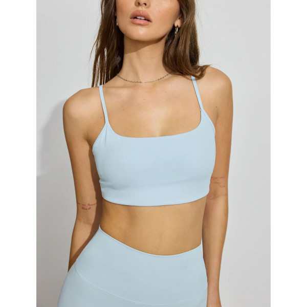 Women's minimal square scoop neck sports bra with adjustable straps