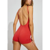 Women's scoop neck backless short onesie padded adjustable straps fitness jumpsuits