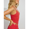 Women's new arrival V neck spaghetti strap cami top with removable padding T back sports crop