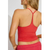 Women's new arrival V neck spaghetti strap cami top with removable padding T back sports crop