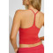 Women's new arrival V neck spaghetti strap cami top with removable padding T back sports crop