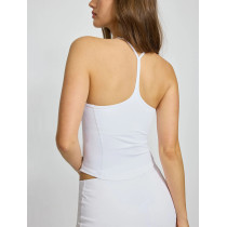 Women's new arrival V neck spaghetti strap cami top with removable padding T back sports crop