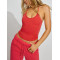 Women's new arrival V neck spaghetti strap cami top with removable padding T back sports crop
