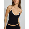 Women's contrast color v neck cami tops basic style yoga crop with removable padding
