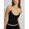 Women's contrast color v neck cami tops basic style yoga crop with removable padding
