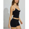 Women's contrast color v neck cami tops basic style yoga crop with removable padding
