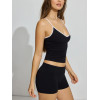 Women's contrast color v neck cami tops basic style yoga crop with removable padding