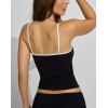 Women's contrast color v neck cami tops basic style yoga crop with removable padding