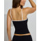 Women's contrast color v neck cami tops basic style yoga crop with removable padding